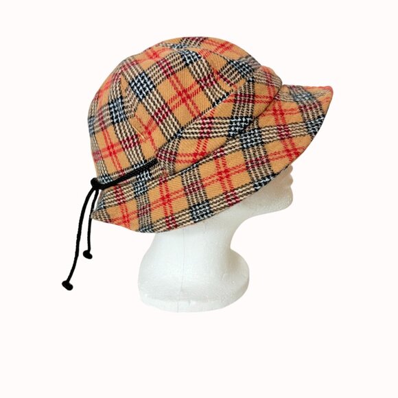 Vintage Fall Vibes Bucket Hat Windowpane Plaid Adjustable Drawstring For Women - Picture 2 of 11